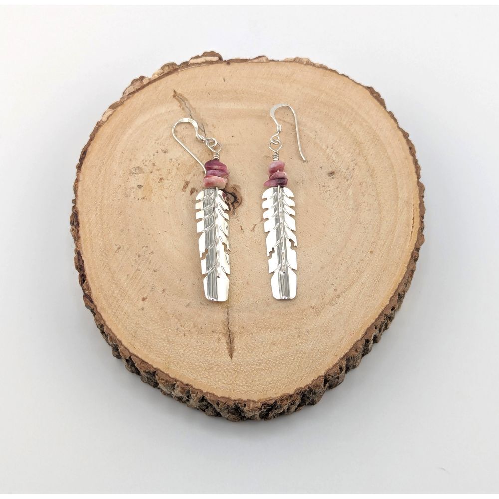 Native American Sterling Silver Dangle Earrings Purple‎ Spiny Oyster Jewelry **